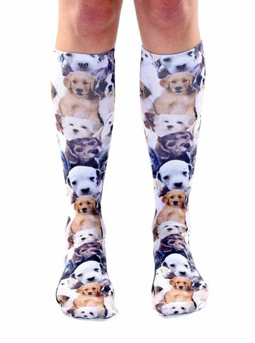 Living Royal Socks Puppies All Over Puppy Picture Women's Knee High Socks *